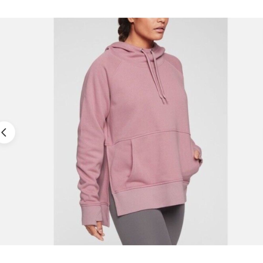 Athleta Womens Sweatshirt Size XS Long Sleeve Karma Hoodie Pink Fuzzy Top